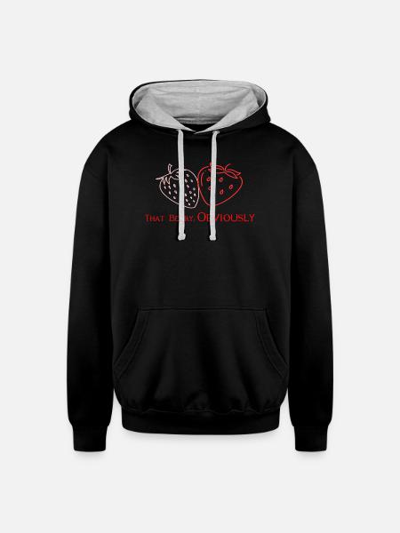 That Berry Strawberry Bestie Design2 - Unisex Contrast Hoodie - black/heather gray