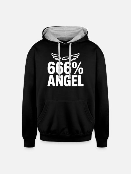 666% Angel - Unisex Contrast Hoodie - black/heather gray