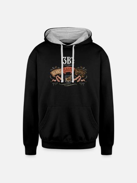 3Bs Beans Bacon and Bwhiskey - Unisex Contrast Hoodie - black/heather gray