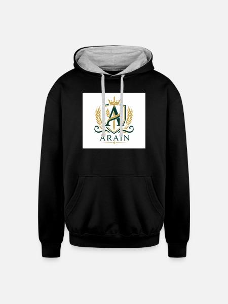 Arain Pride - Premium Punjabi Heritage Graphic - Unisex Contrast Hoodie - black/heather gray