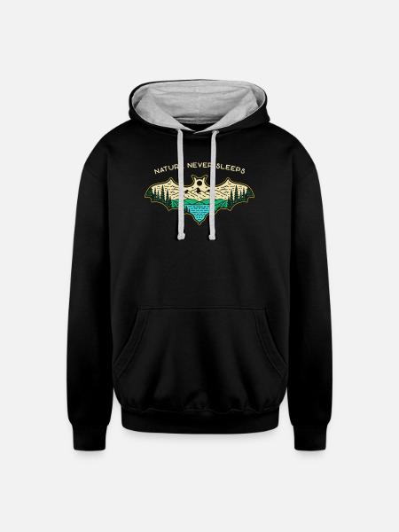Nature Never Sleeps - Unisex Contrast Hoodie - black/heather gray