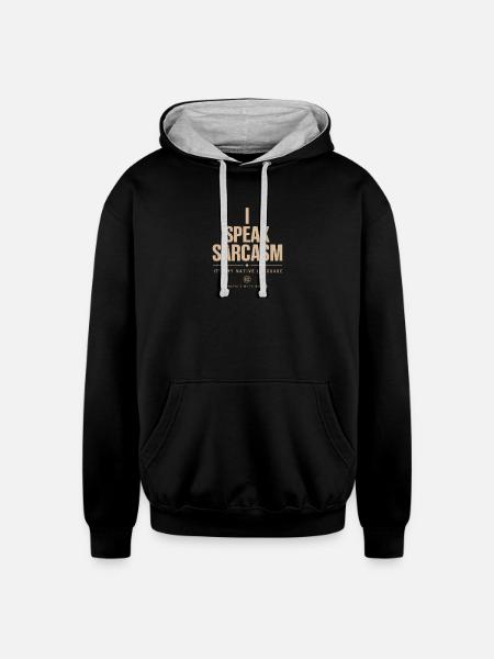 I Speak Sarcasm - Unisex Contrast Hoodie - black/heather gray