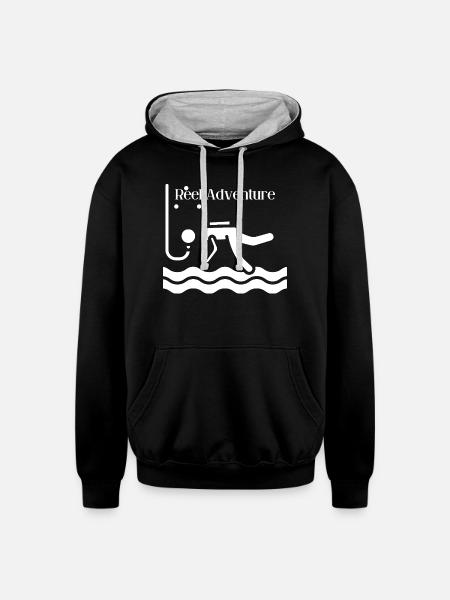 Reel_Adventure - Unisex Contrast Hoodie - black/heather gray