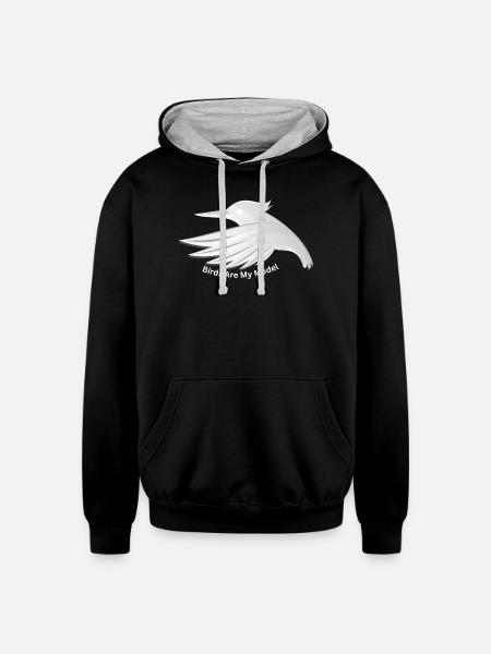 Birds_Are_My_Model - Unisex Contrast Hoodie - black/heather gray