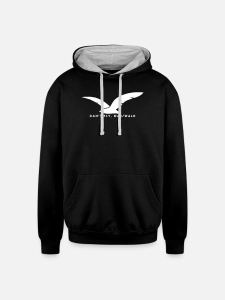 Can-t_Fly-_Run_Walk - Unisex Contrast Hoodie - black/heather gray