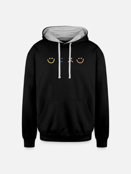 Mood Faces - Unisex Contrast Hoodie - black/heather gray