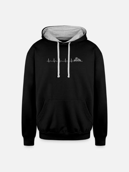 Roller Skater Heartbeat - Unisex Contrast Hoodie - black/heather gray