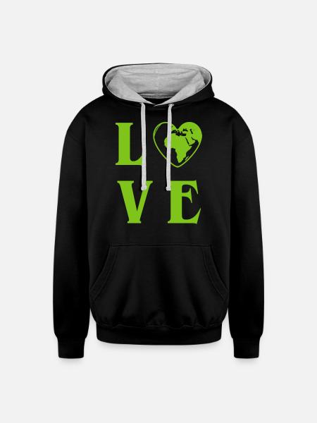 Love Planet Earth - Unisex Contrast Hoodie - black/heather gray