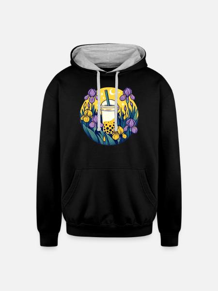 Bubble Tea - Unisex Contrast Hoodie - black/heather gray