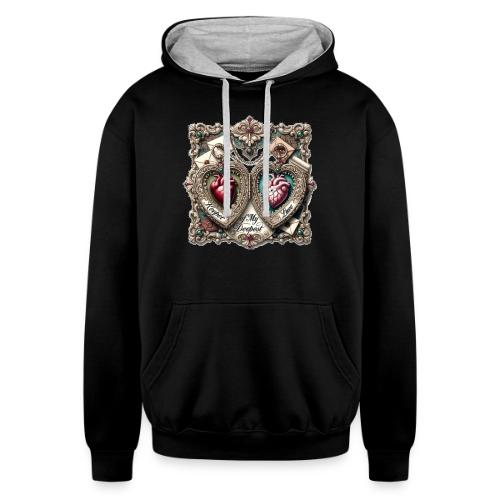 Keeper of My Deepest Love Victorian Locket T-Shirt - Unisex Contrast Hoodie