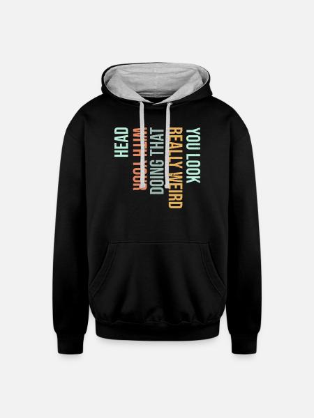 Vertical Gradient Word Art - Unisex Contrast Hoodie - black/heather gray