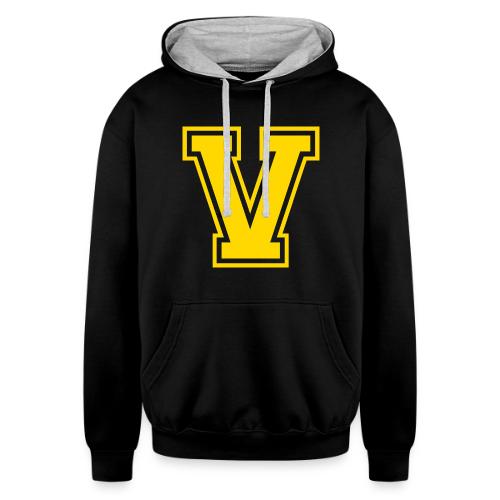 Letter V – Capital Athletic Alphabet Monogram - Unisex Contrast Hoodie