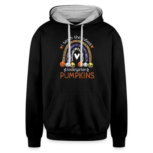 I Teach the Cutest Kindergarten Pumpkin Halloween - Unisex Contrast Hoodie