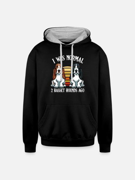 Basset Hound - Unisex Contrast Hoodie - black/heather gray
