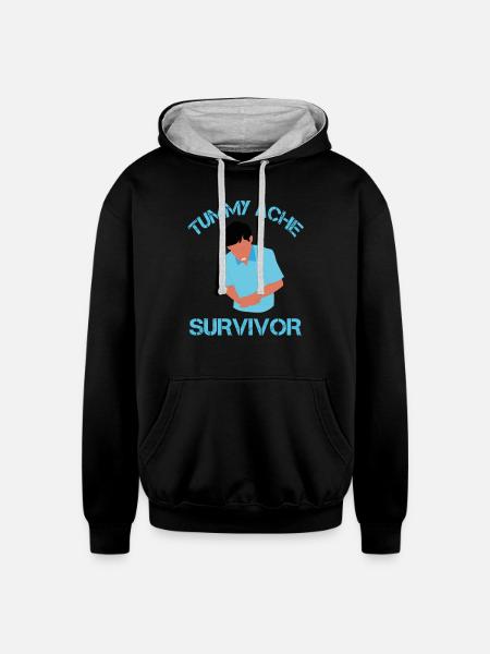 Tummy Ache Survivor - Unisex Contrast Hoodie - black/heather gray