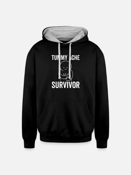 Tummy Ache Survivor - Unisex Contrast Hoodie - black/heather gray