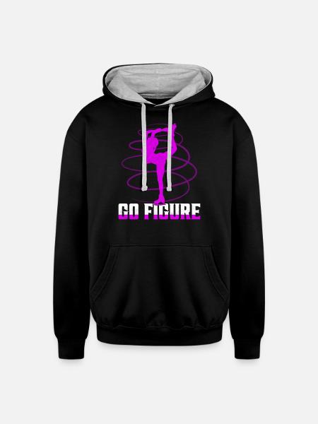 Go Figure Skater Ice Skating - Unisex Contrast Hoodie - black/heather gray