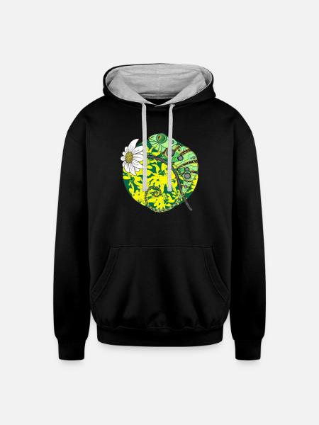 chameleon - Unisex Contrast Hoodie - black/heather gray
