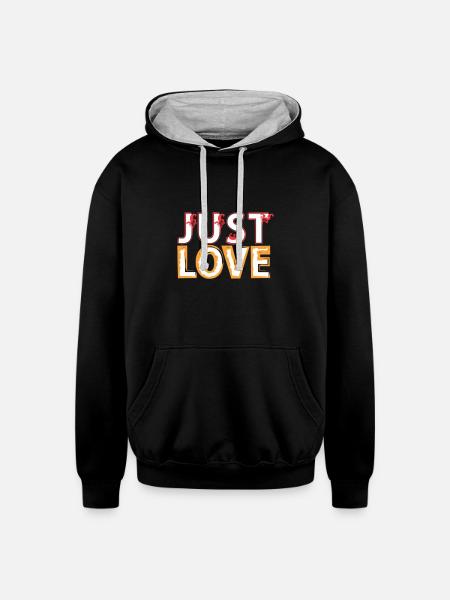 Just Love - Unisex Contrast Hoodie - black/heather gray
