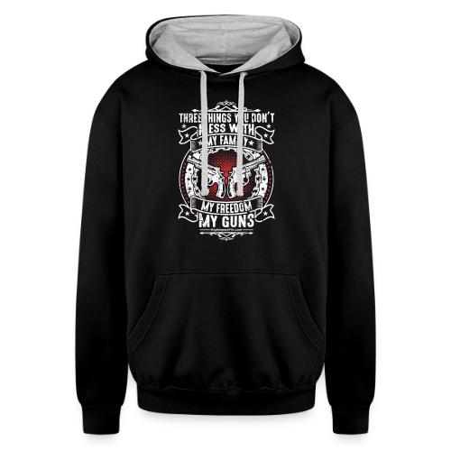 Three Things You Don't Mess with WHITE - Unisex Contrast Hoodie