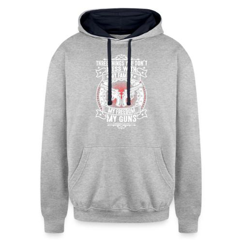 Three Things You Don't Mess with WHITE - Unisex Contrast Hoodie