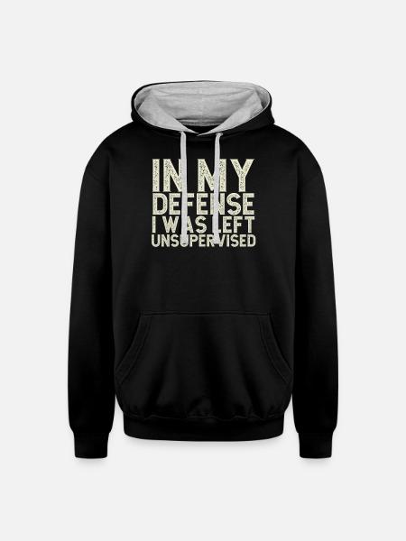 I Was Left Unsupervised - Unisex Contrast Hoodie - black/heather gray