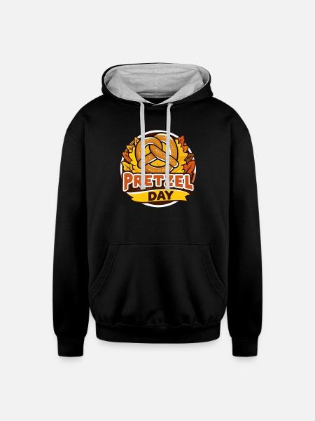 PRETZEL DAY - Unisex Contrast Hoodie - black/heather gray
