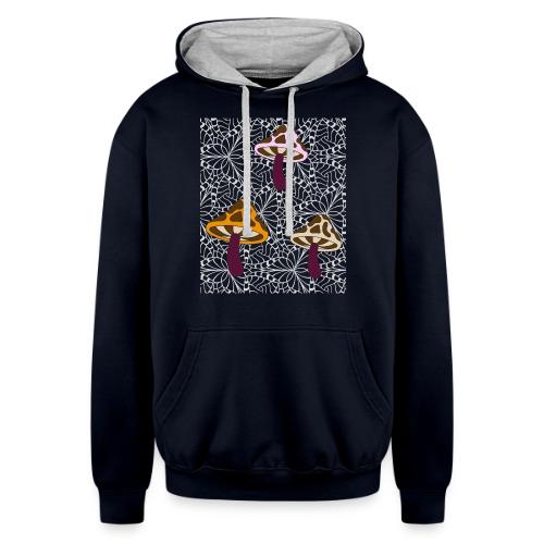 Fall Season Mushroom Designs - Unisex Contrast Hoodie