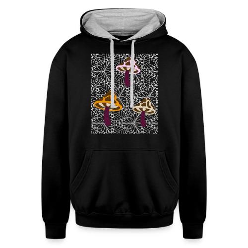 Fall Season Mushroom Designs - Unisex Contrast Hoodie