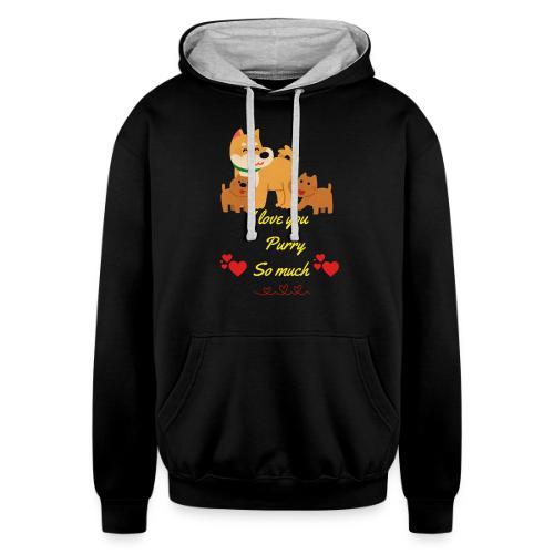 Cute Dog Family Love – “I Love You Purry So much - Unisex Contrast Hoodie