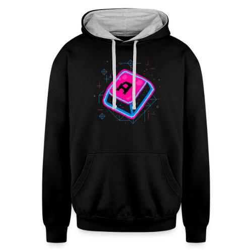 Neon Pixel A Key - Unisex Contrast Hoodie