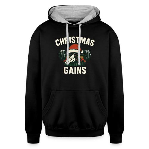 Christmas Gains – Santa Barbell Power - Unisex Contrast Hoodie