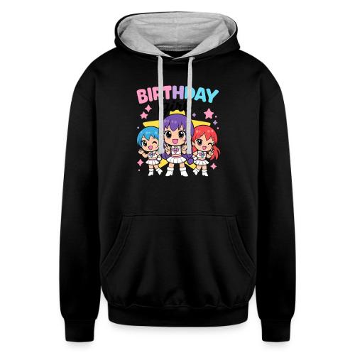 Cute Chibi Birthday Idol Girls - Unisex Contrast Hoodie