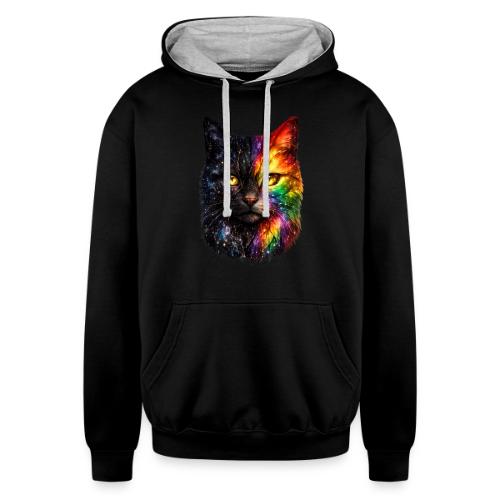 Cosmic Galaxy Rainbow Cat - Unisex Contrast Hoodie