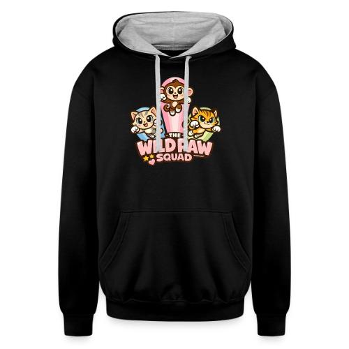 Wild Paw Squad Cute Animal Friends - Unisex Contrast Hoodie