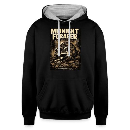 Midnight Forager Raccoon Mushroom Hunter - Unisex Contrast Hoodie