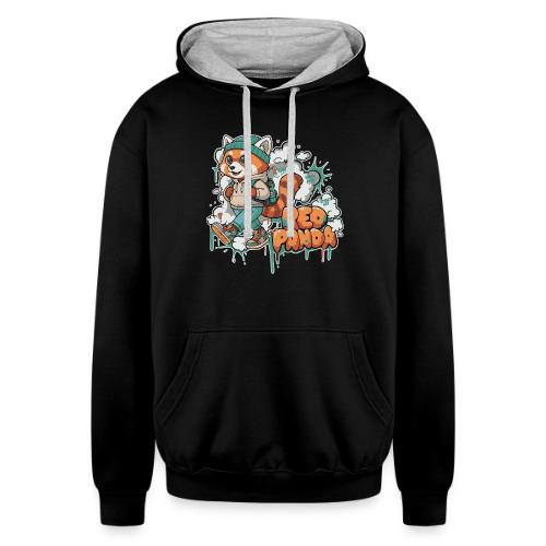 Red Panda Street Graffiti Vibes - Unisex Contrast Hoodie