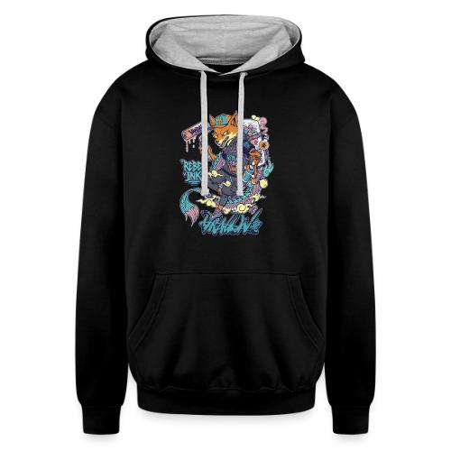 Kitsune Street Rebel - Unisex Contrast Hoodie
