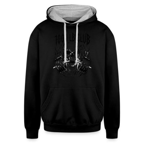 1000 LB Club Skull Barbell Powerlif - Unisex Contrast Hoodie