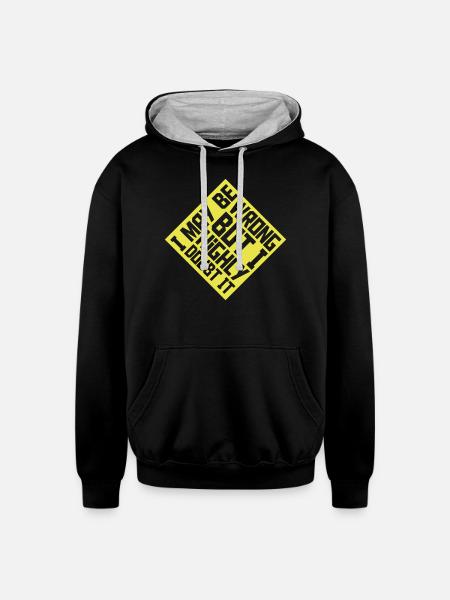 I may be wrong - Unisex Contrast Hoodie - black/heather gray