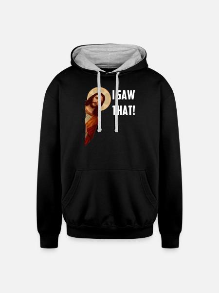 I Saw That - Unisex Contrast Hoodie - black/heather gray