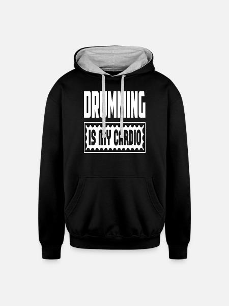 Drumming Is My Cardio - Unisex Contrast Hoodie - black/heather gray