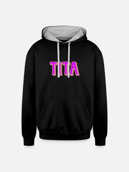 tita - Unisex Contrast Hoodie - black/heather gray