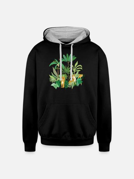 Jungle Tigers - Unisex Contrast Hoodie - black/heather gray