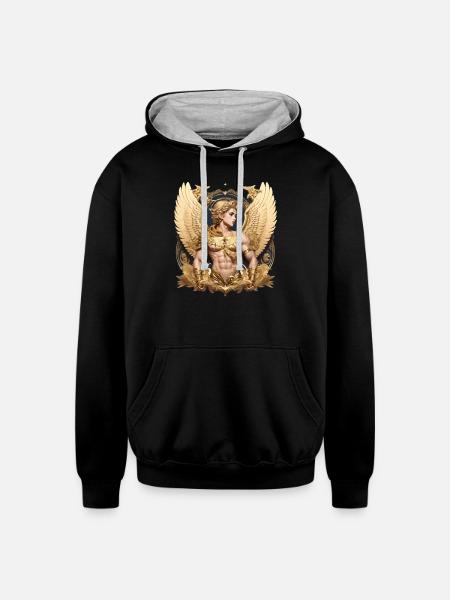 Ancient gods - Unisex Contrast Hoodie - black/heather gray