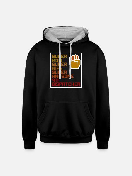 911 Dispatcher Mom - Unisex Contrast Hoodie - black/heather gray