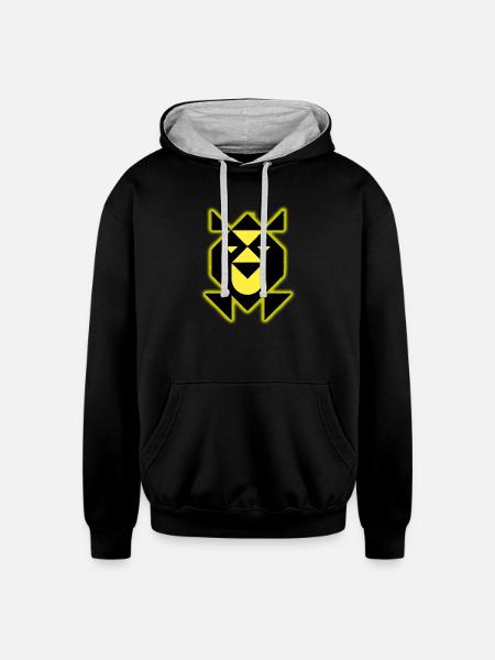Cat Face - Unisex Contrast Hoodie - black/heather gray
