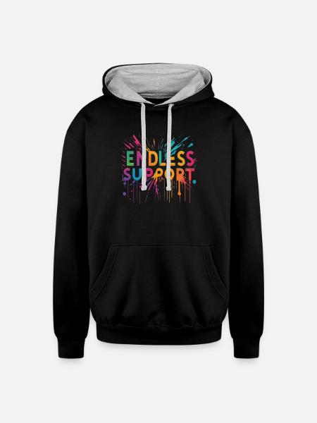 support - Unisex Contrast Hoodie - black/heather gray