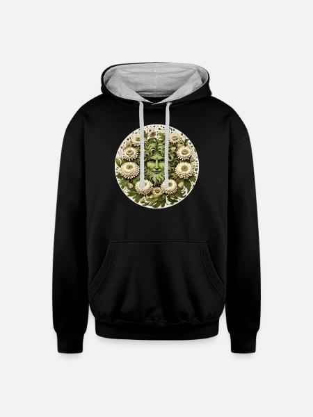 The Greenman - Unisex Contrast Hoodie - black/heather gray