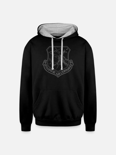 Strategic Command Emblem Grunge - Unisex Contrast Hoodie - black/heather gray